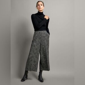 Massimo Dutti Size 12 Culotte Wide Leg Cropped Trousers Plaid Knit Wool Blend